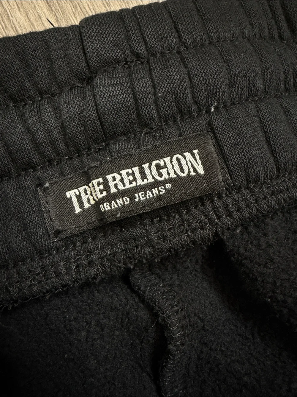 True Religion Black Logo Jogger Sweatpants Men’s S Drawstring Red Logo